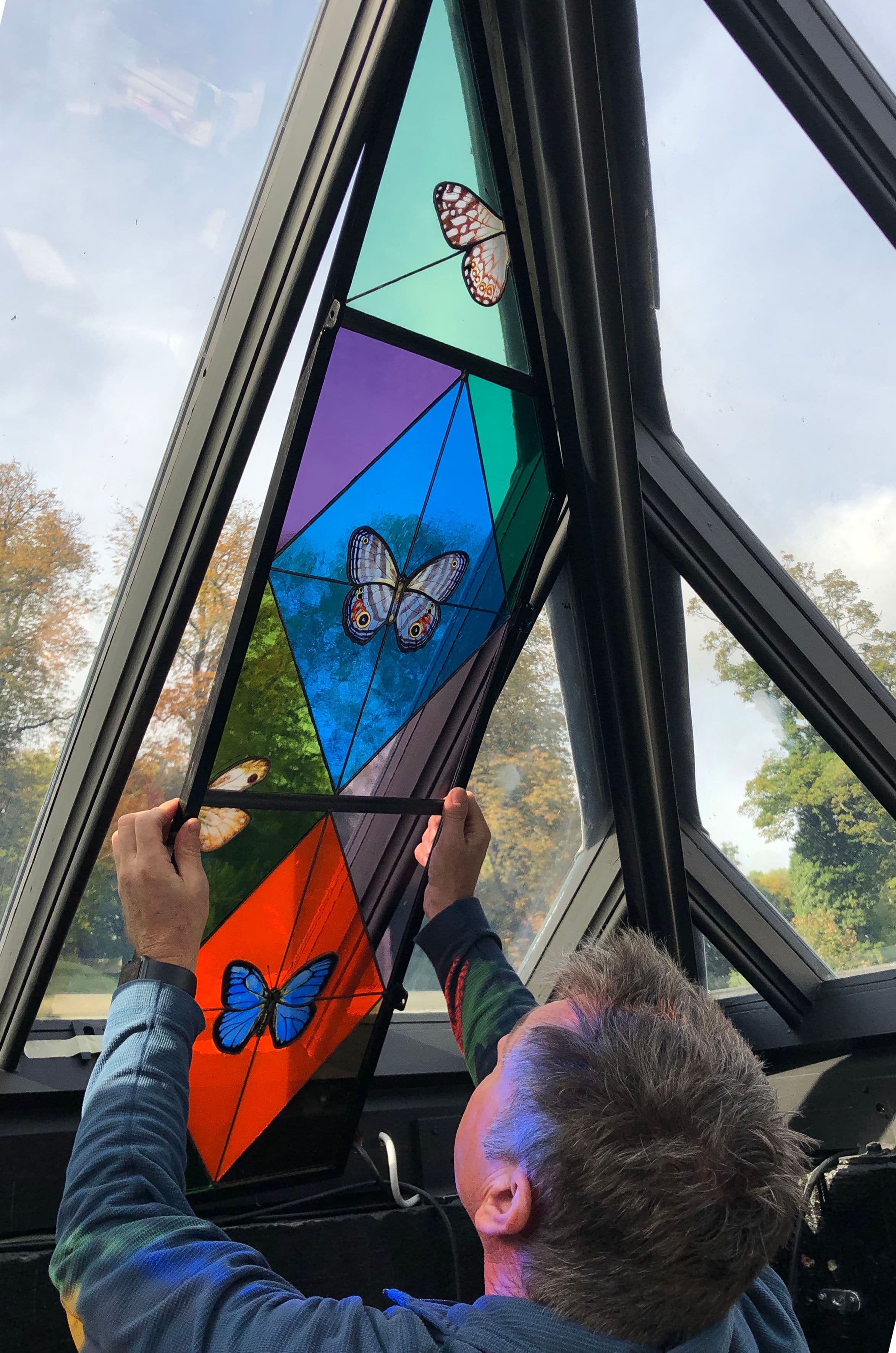 Richard Paton in his stained-glass studio